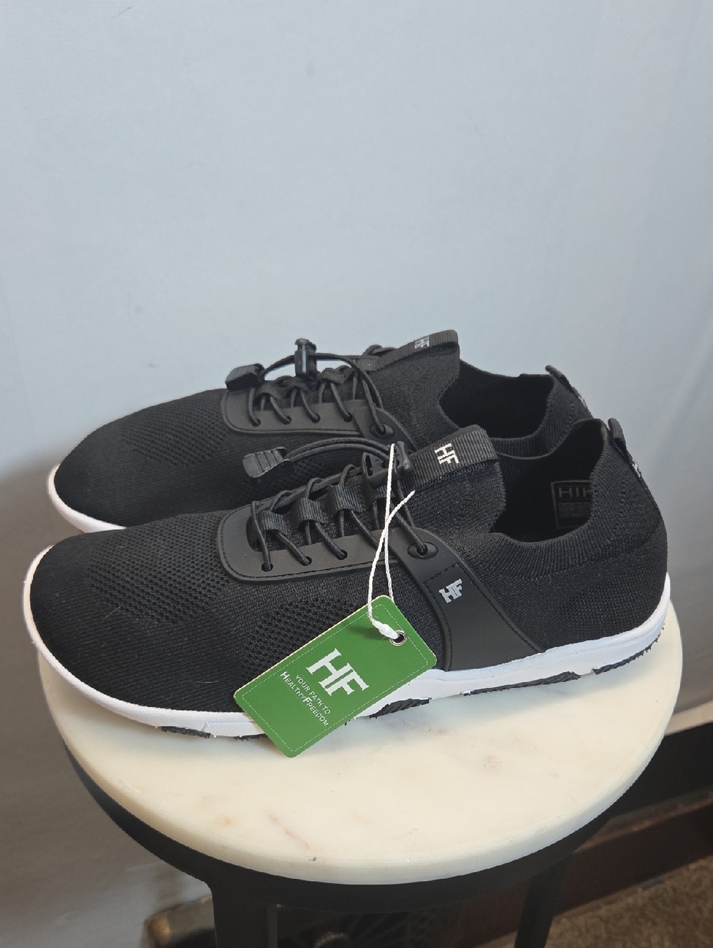 Hike Men’s Black Knit Barefoot Sneakers with White Sole Size M 12   W 10